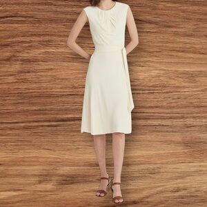 Ralph Lauren Women’s Bubble Crepe Cap-Sleeve Cream Dress ~ Size 16